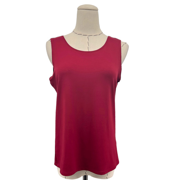 Eileen Fisher Sleeveless Blouse Womens Size Small Burgundy Casual Staple Classic - Picture 1 of 8
